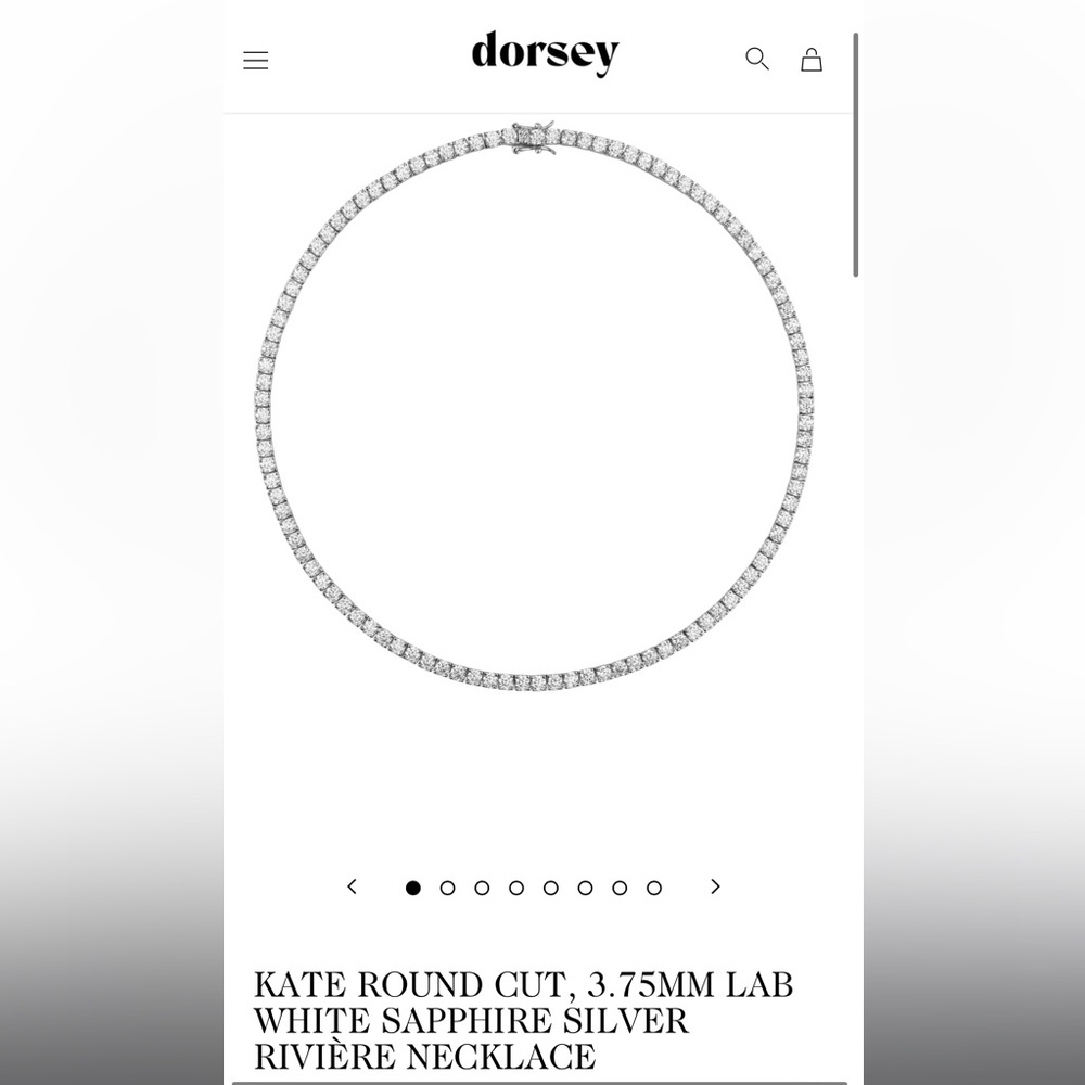 DORSEY TENNIS NECKLACE KATE ROUND CUT LABGROWN WHITE SAPPHIRE SILVER RIVIÈRE 15”